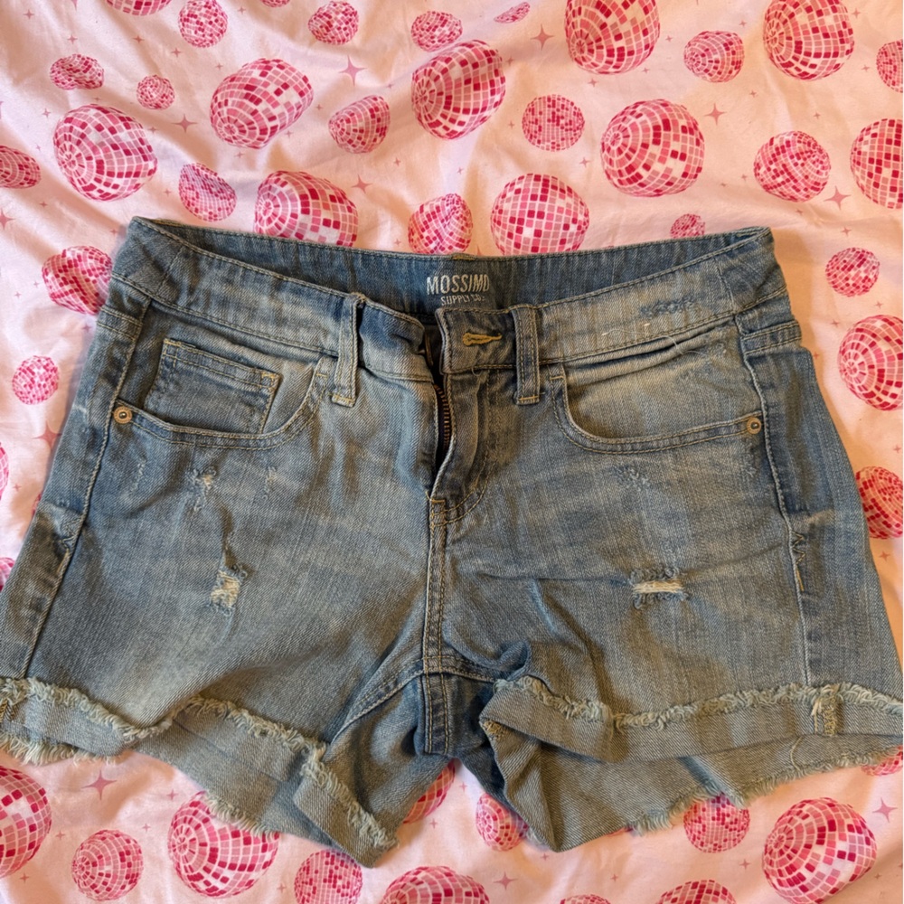 Mossimo Supply Co. Blue Jean Shorts Distressed Cut-Off Style